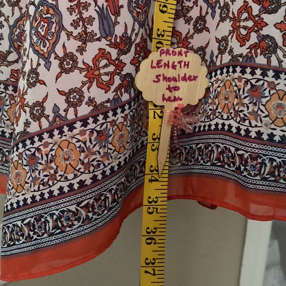 MAX STUDIO SZ Medium. Sleeveless orange gray printed lined dress 100% polyester - Picture 5 of 8